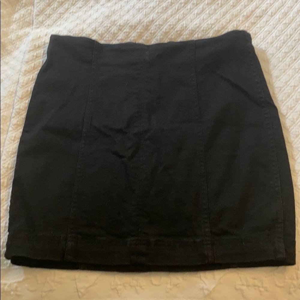 Free People Black Denim Skirt